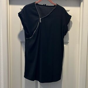 Express Black Asymmetrical Zipper Blouse